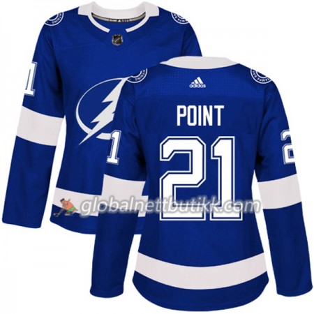 Tampa Bay Lightning Hockeydrakt Brayden Point 21 2017-2018 Blå Adidas Authentic - Dame